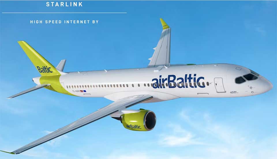 airBaltic обладнає свої літаки A220 інтернетом від SpaceX 